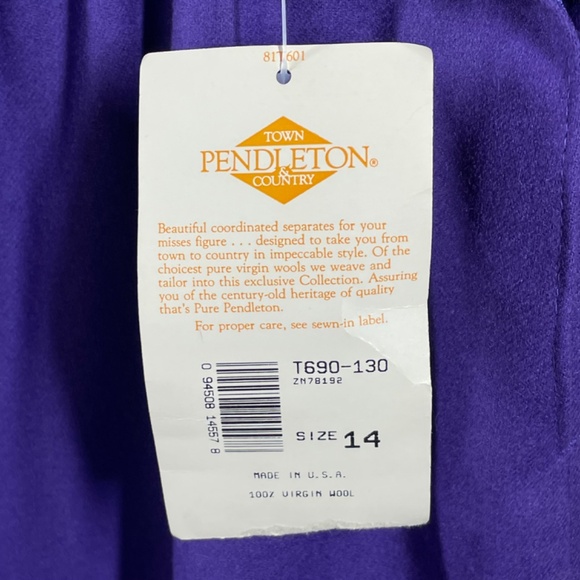 NEW Pendleton Skirt Womens 14 purple virgin wool midi vintage dead stock - Picture 7 of 11